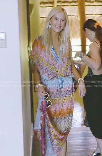 Kameron's multi-color zig zag print caftan on The Real Housewives of Dallas