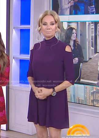 Kathie's purple cold-shoulder mock neck dress on Today