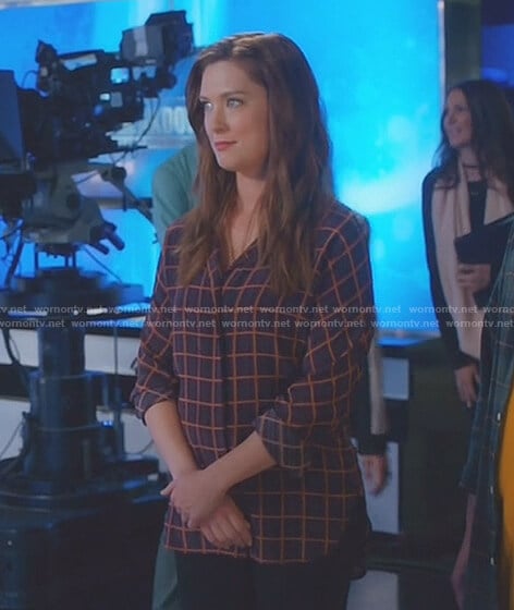 Katie's windowpane blouse on Great News