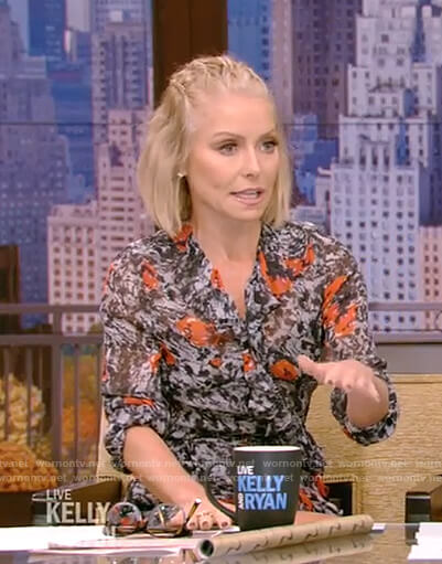 Kelly's printed ruffle dress on Live with Kelly and Ryan