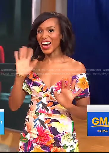 Kerry Washington's Floral off-shoulder dress on Good Morning America