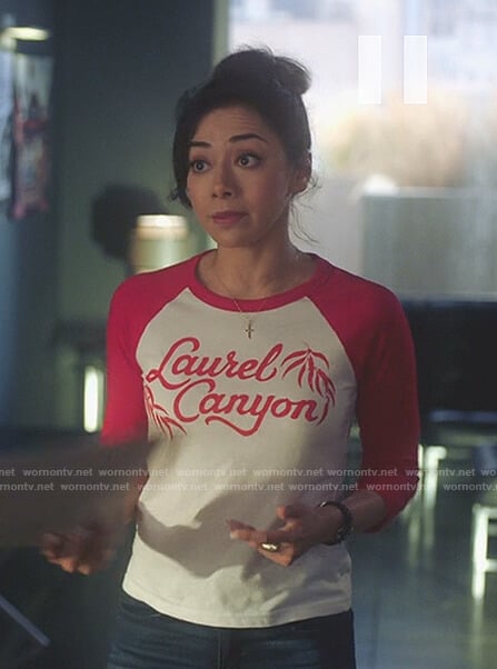 Ella's laurel canyon baseball t-shirt on Lucifer