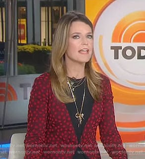Savannah's red and black dotted dress on Today