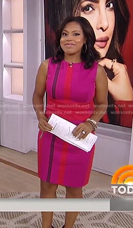 Sheinelle's pink colorblock sheath dress on Today
