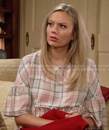 Abby's plaid ruffled top on The Young and the Restless
