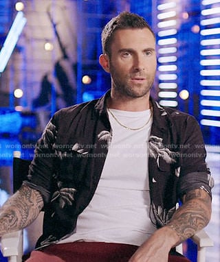 Adam Levine's black palm tree print shirt on The Voice