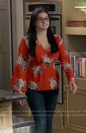 Alex's red floral wrap top on Modern Family