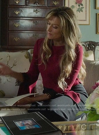 Alex's red fringed sleeve top on Designated Survivor