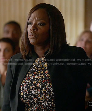 Annalise's paint splatter print dress on How to Get Away with Murder