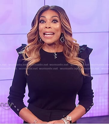 Wendy's black ruffle sweater on The Wendy Williams Show