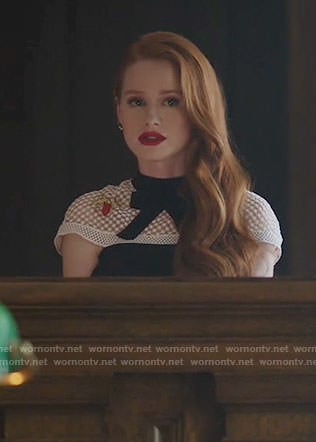 Cheryl's black and white bow neck dress on Riverdale