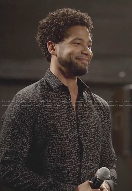 Jamal's black cursive print shirt on Empire