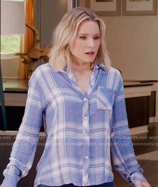 Eleanor's blue plaid shirt on The Good Place