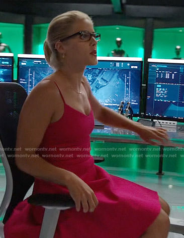 Felicity's pink fit and flare dress on Arrow