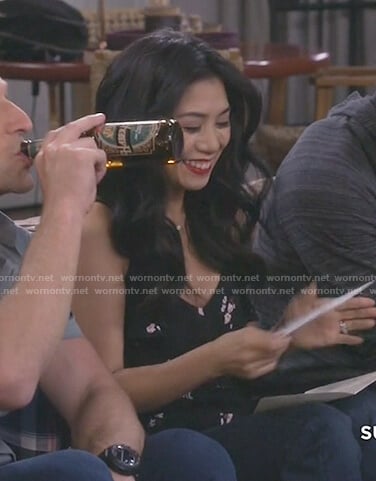 Eve's black floral print cami on 9JKL