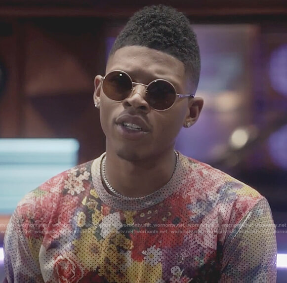 Hakeem's floral print mesh shirt on Empire