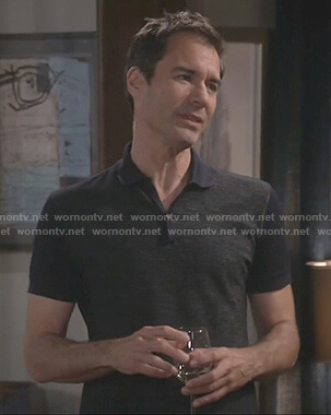 Will's navy heathered front polo on Will and Grace