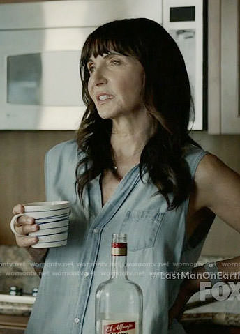 Gail's sleeveless chambray shirt on Last Man on Earth