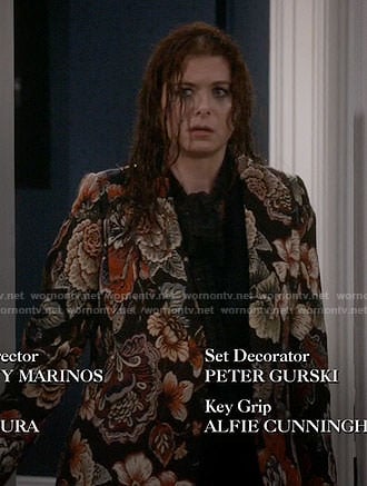 Grace's floral tapestry coat on Will and Grace