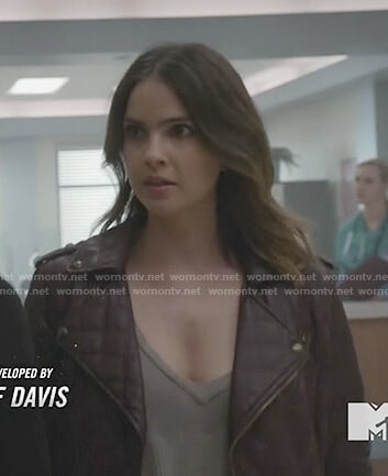 Malia's red quilted leather moto jacket on Teen Wolf