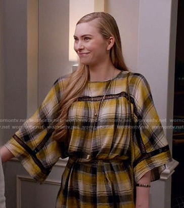 Megan's yellow plaid dress on Black-ish