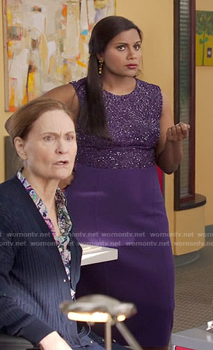 Mindy's purple sequin dress on The Mindy Project