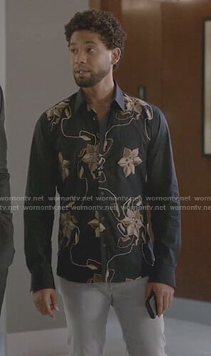 Jamal's blue embroidered flower long sleeve shirt on Empire