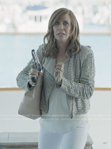 Pamela's embellished leather jacket on Last Man on Earth