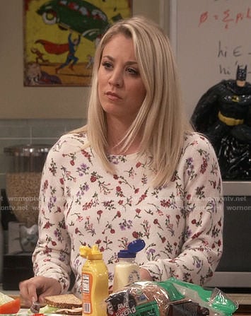 Penny's white floral sweater on The Big Bang Theory