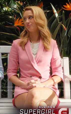 Petra's pink double-breasted jacket on Jane the Virgin