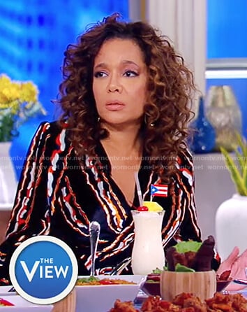Sunny's black print velvet dress on The View
