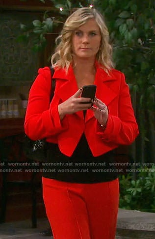Sami's red cropped jacket on Days of our Lives