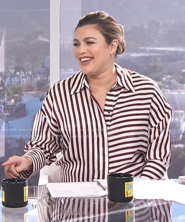 Carissa's satin contrast striped shirtdress on E! News Daily Pop