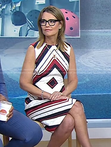 Svannah's sleeveless geometric print dress on Today