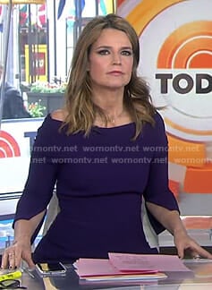 Savannah's purple split sleeve dress on Today