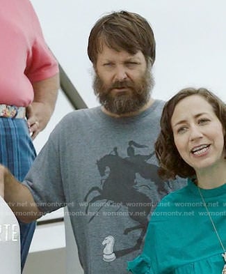 Tandy's grey knight graphic tee on Last Man on Earth