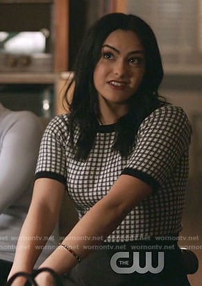 Veronica's black and white checked top on Riverdale
