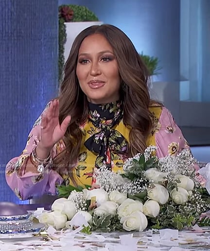 Adrienne's floral tie neck dress on The Real