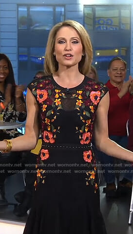 Amy's black floral lace dress on Good Morning America