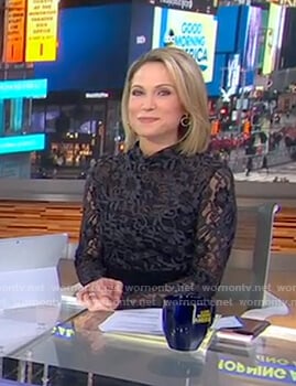 Amy's black floral lace top on Good Morning America