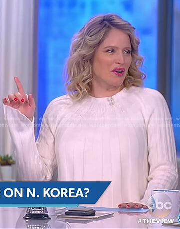 Sara's white ribbed long sleeve dress on The View