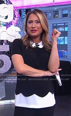 Ginger's black scalloped top with collar on Good Morning America