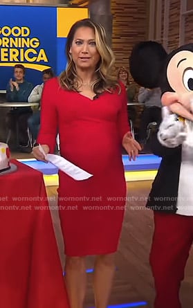 Ginger's red v-neck sheath dress on Good Morning America