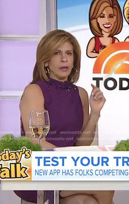 Hoda's purple beaded neck dress on Today