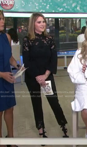 Jenna's black floral lace top and pants on Today