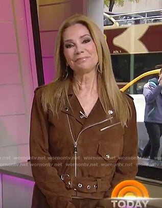 Kathie's brown suede moto jacket on Today