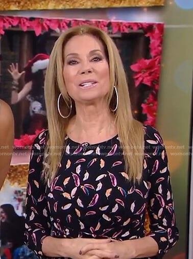 Kathie's black feather print dress on Today