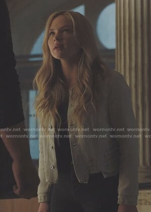 Lauren's distressed denim jacket on The Gifted