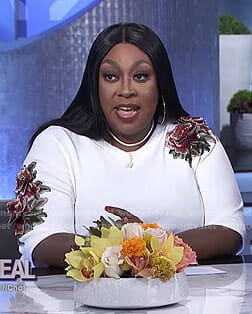 Loni's white floral embroidered dress on The Real