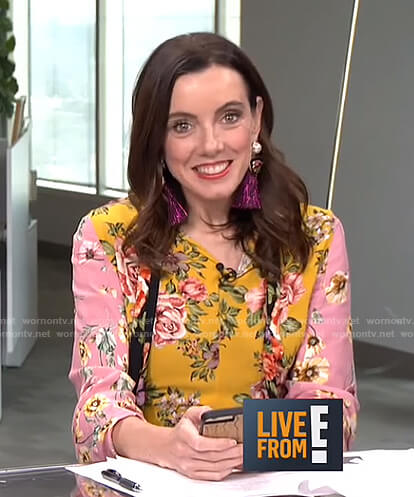 Melanie's pink and yellow floral tie dress on Live from E!
